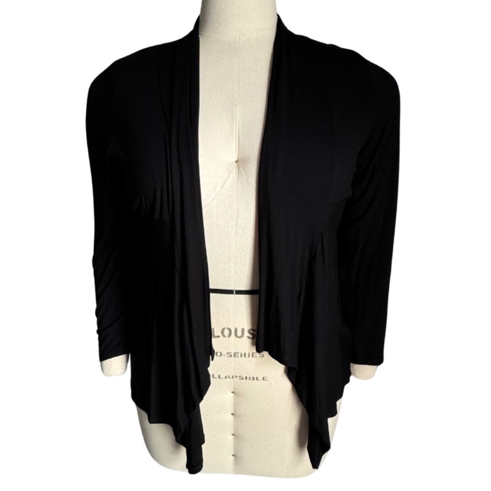 Women’s Plus Size Black Chris & Carol Draped Front Cardigan Long Sleeve Size 3X